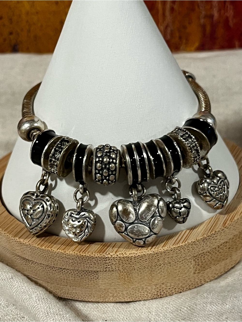 Kim Rogers Silver Charm Bracelet with Black Accents